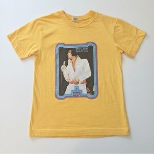 VINTAGE 70s Retro Elvis Presley Golden Anchor 100% Cotton Tee 1935-1977 | Small